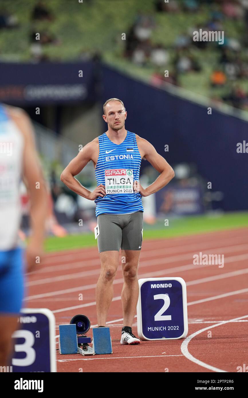 Karel Tilga participating in the 400 meters of the Decathlon of the