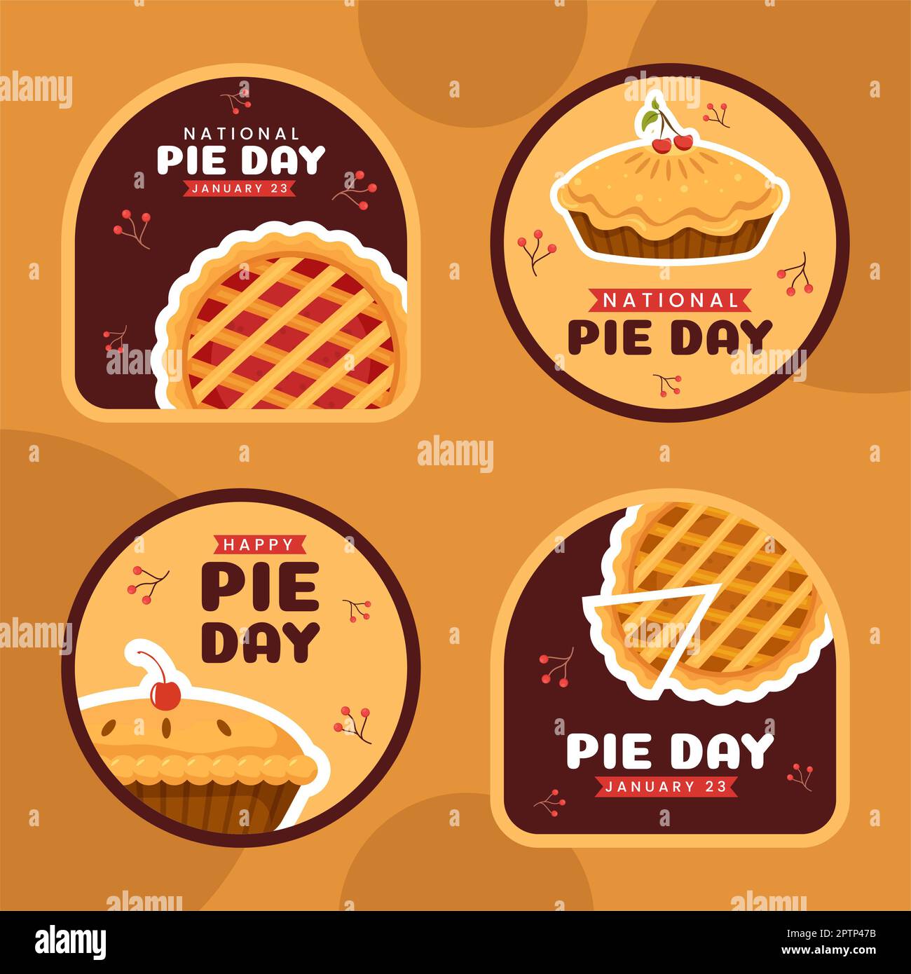 National Pie Day Label Flat Cartoon Hand Drawn Templates Illustration Stock Photo