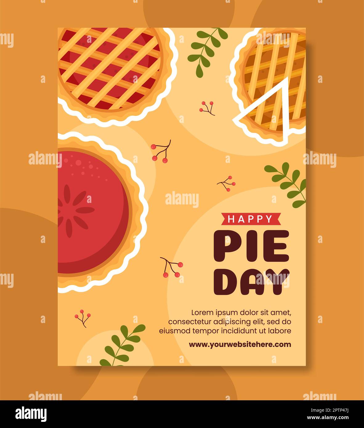 National Pie Day Poster Flat Cartoon Hand Drawn Templates Illustration
