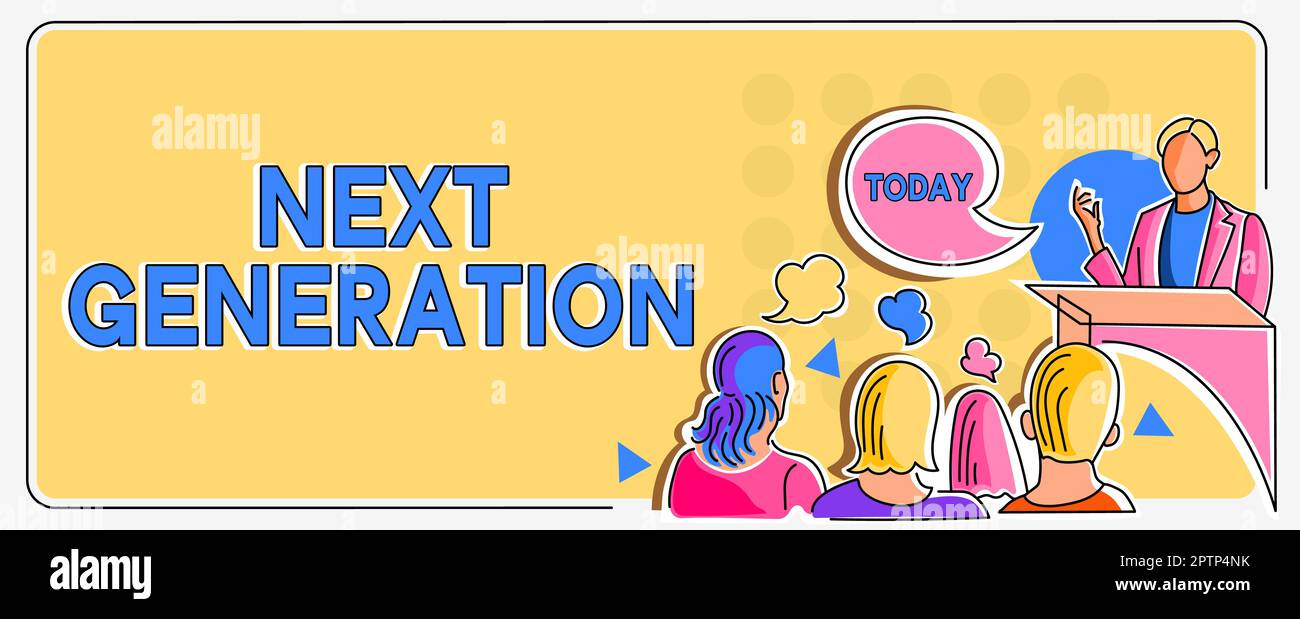 Text showing inspiration Next Generation, Business showcase product