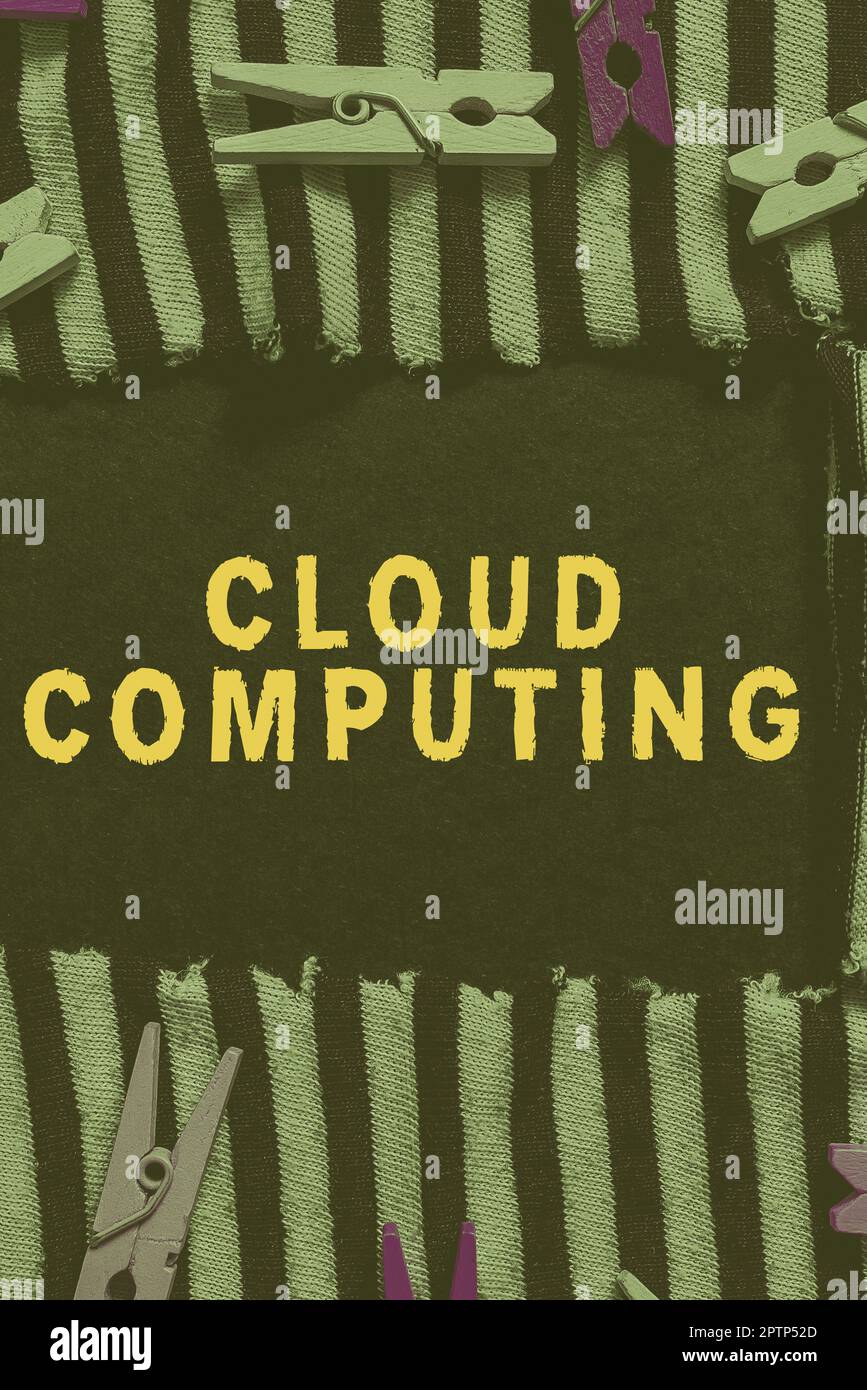 Text caption presenting Cloud Computing, Word Written on storing and accessing data and programs over the Internet Stock Photo