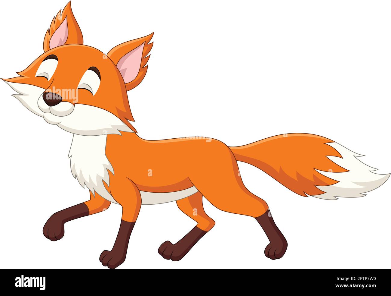 Cartoon cute little fox on white background Stock Vector Image & Art