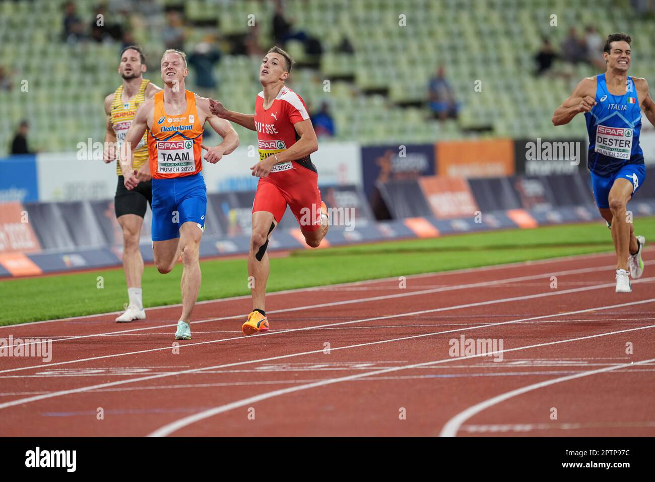 Simon Ehammer participating in the 400 meters of the Decathlon of the  European Athletics Championships in Munich 2022 Stock Photo - Alamy