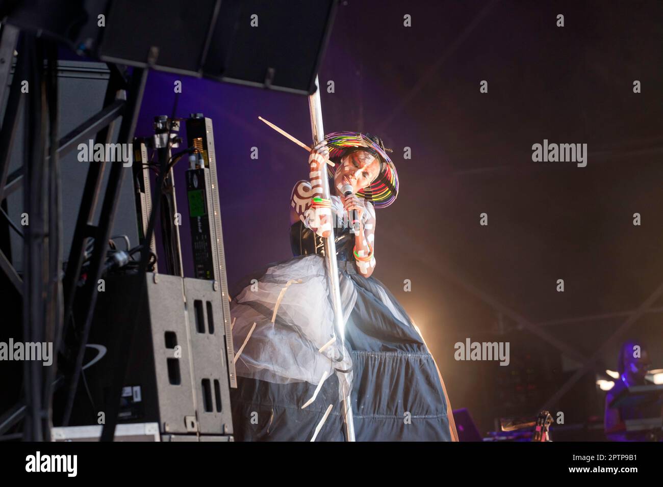 Close-up of Grace Jones headlining on the main stage at  the OnBlackheath Music Festival 2019 Stock Photo