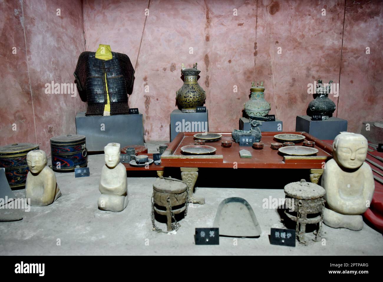 BAODING, CHINA APRIL 28, 2023 Funerary objects are seen at Liu Sheng's tomb in Baoding