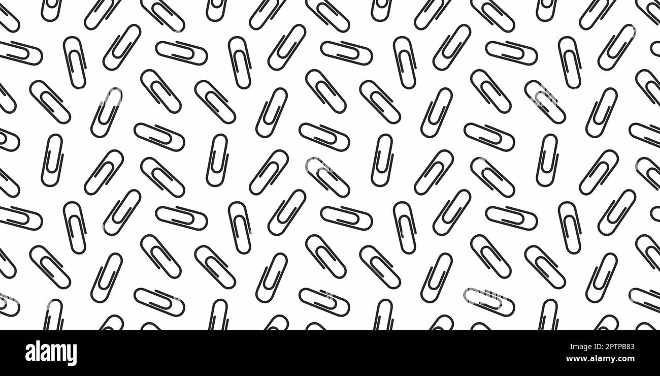 Paper clips black and white seamless pattern background Stock Vector