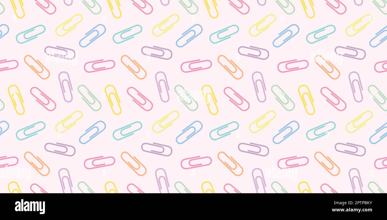 Colorful paper clips seamless repeat pattern background Stock Vector