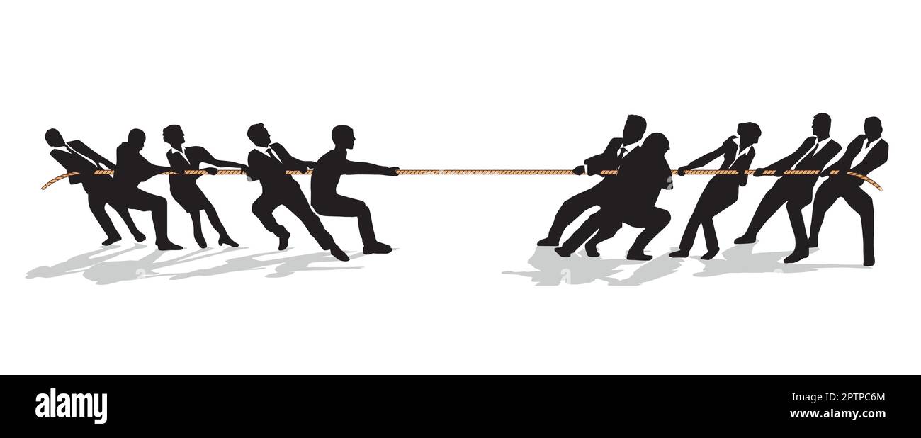 tug of war in team, business concept illustration Stock Vector Image ...