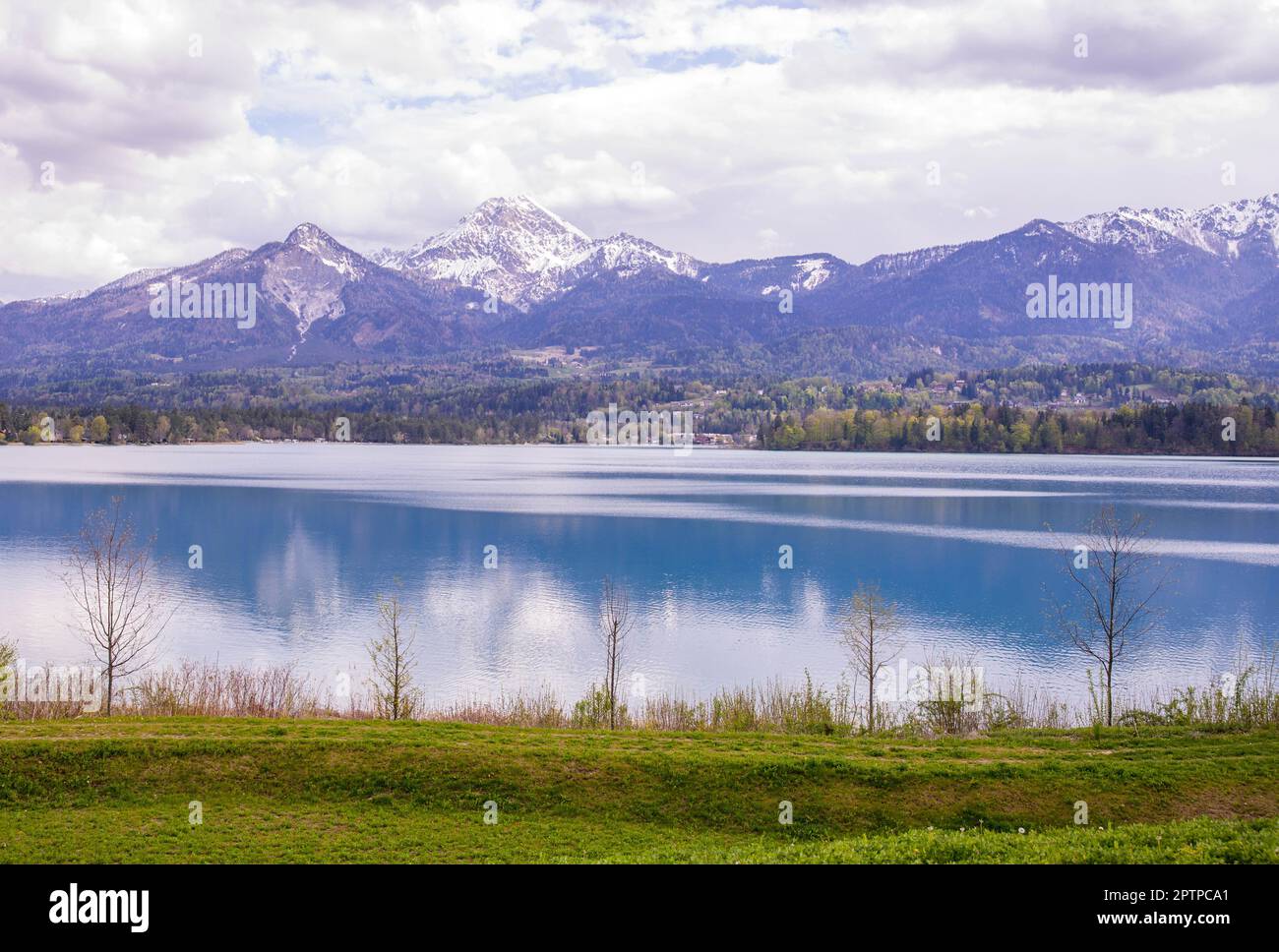Faaker See lake in Carinthia, Austria. Famous location and Austria alps Stock Photo