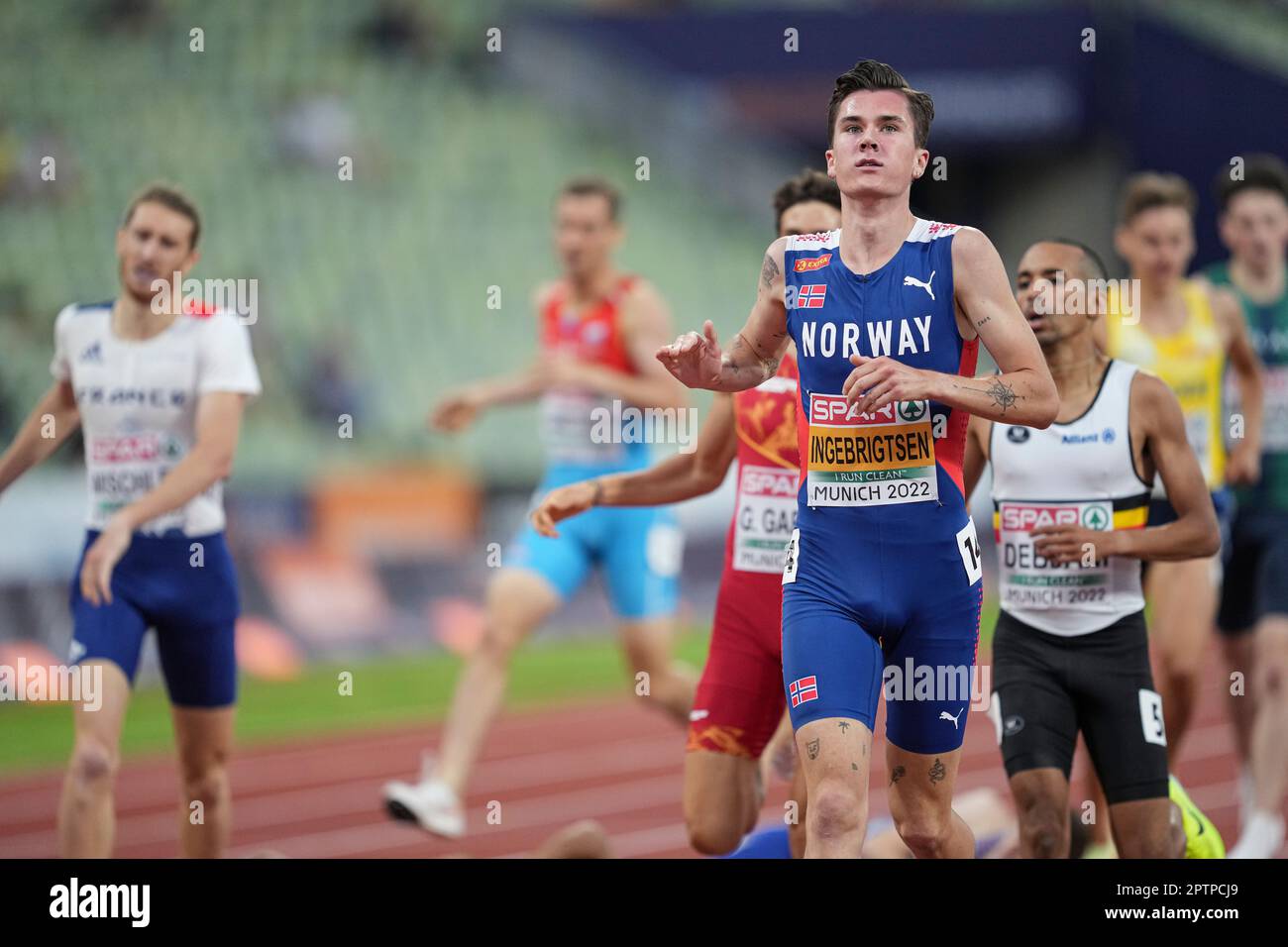 Jakob Ingebrigtsen Participating In The. 1500 Meters Of The European ...