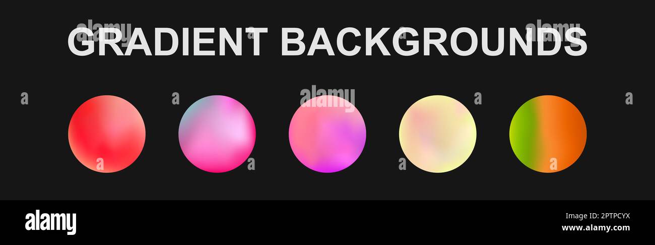 Set of 5 different gradient texture backgrounds - Vector illustration ...