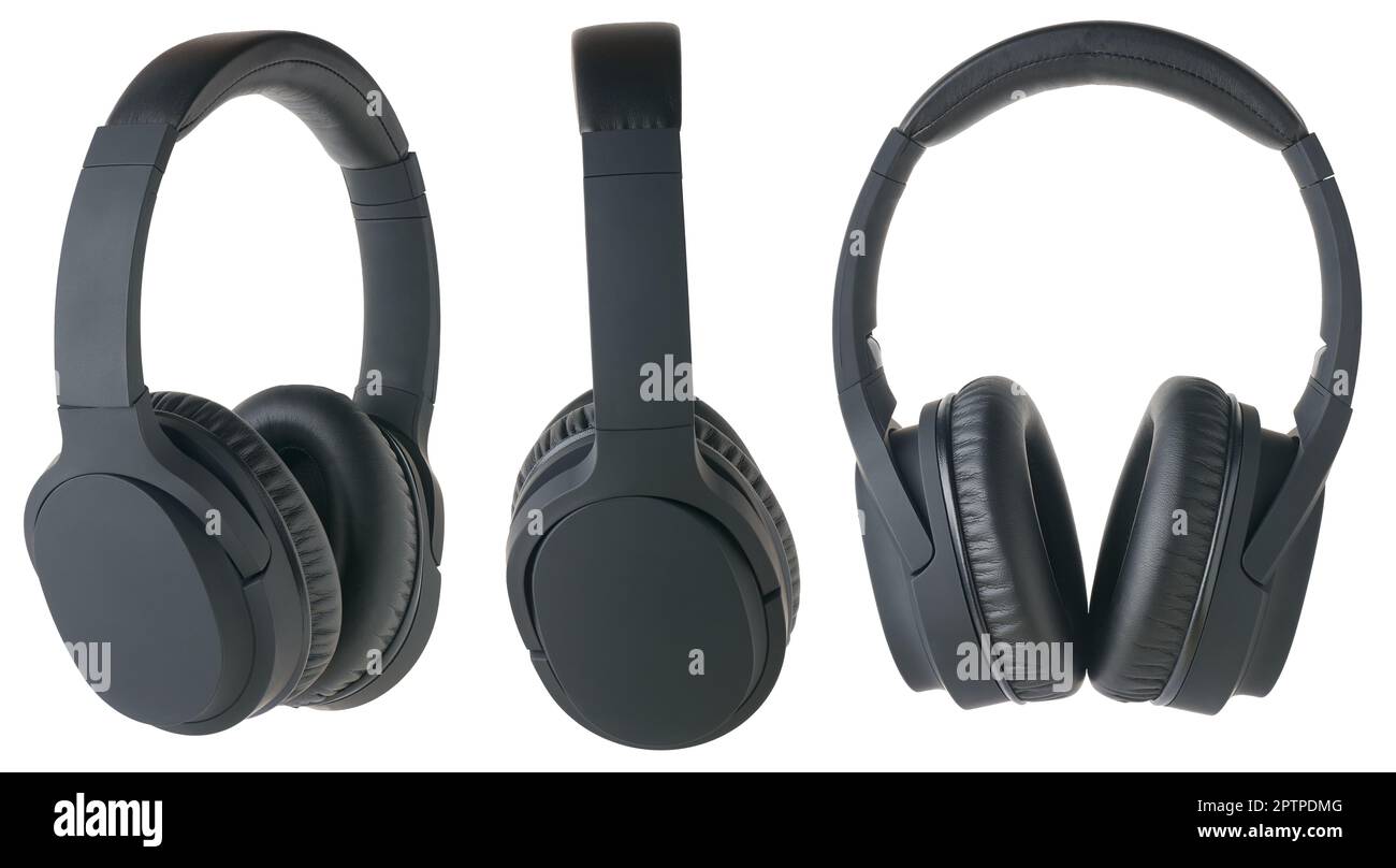 set of black headphones, overear wireless audio equipment with noise