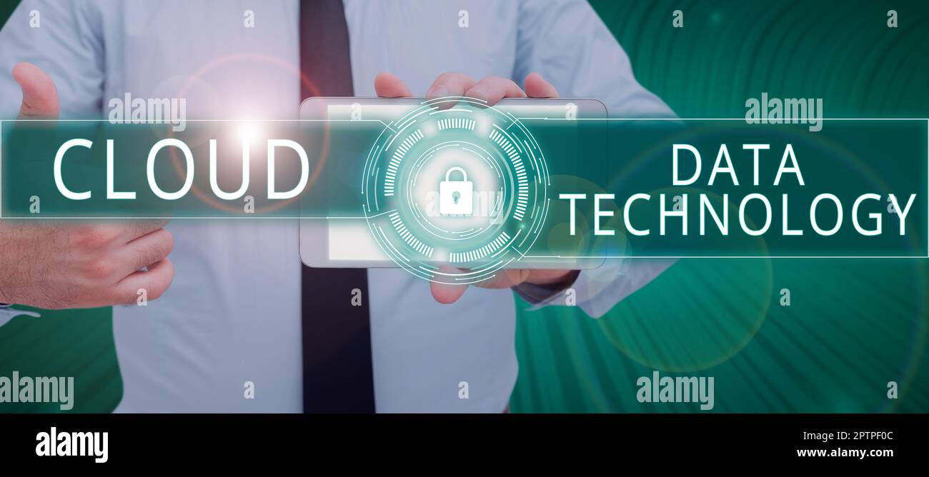 Sign displaying Cloud Data Technology, Business idea Save and access data and programs over the Internet Stock Photo