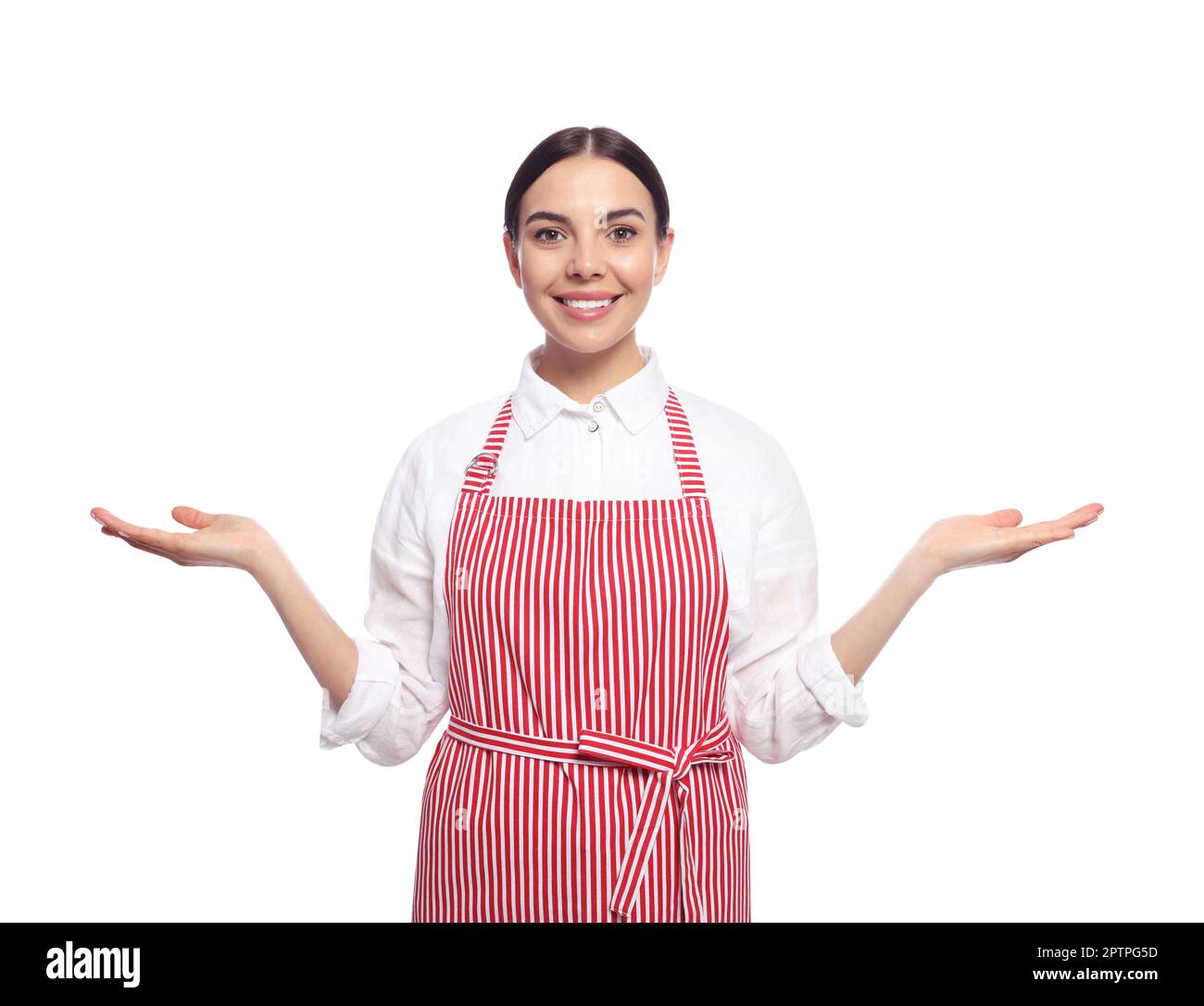 Female chef in striped apron hi-res stock photography and images - Alamy