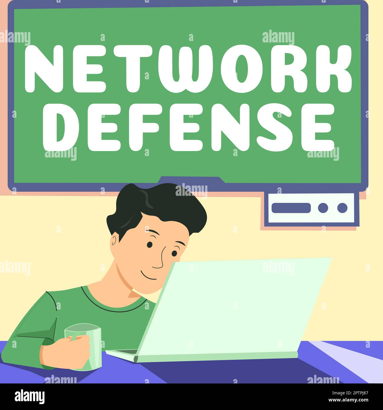 Handwriting text Network Defense, Business overview easures to protect ...