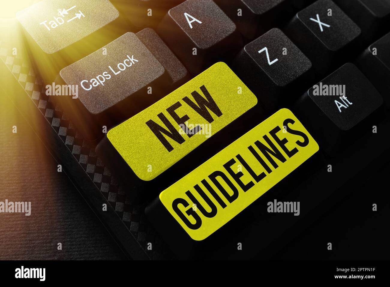 Hand writing sign New Guidelines, Word for a new list of goals to ...