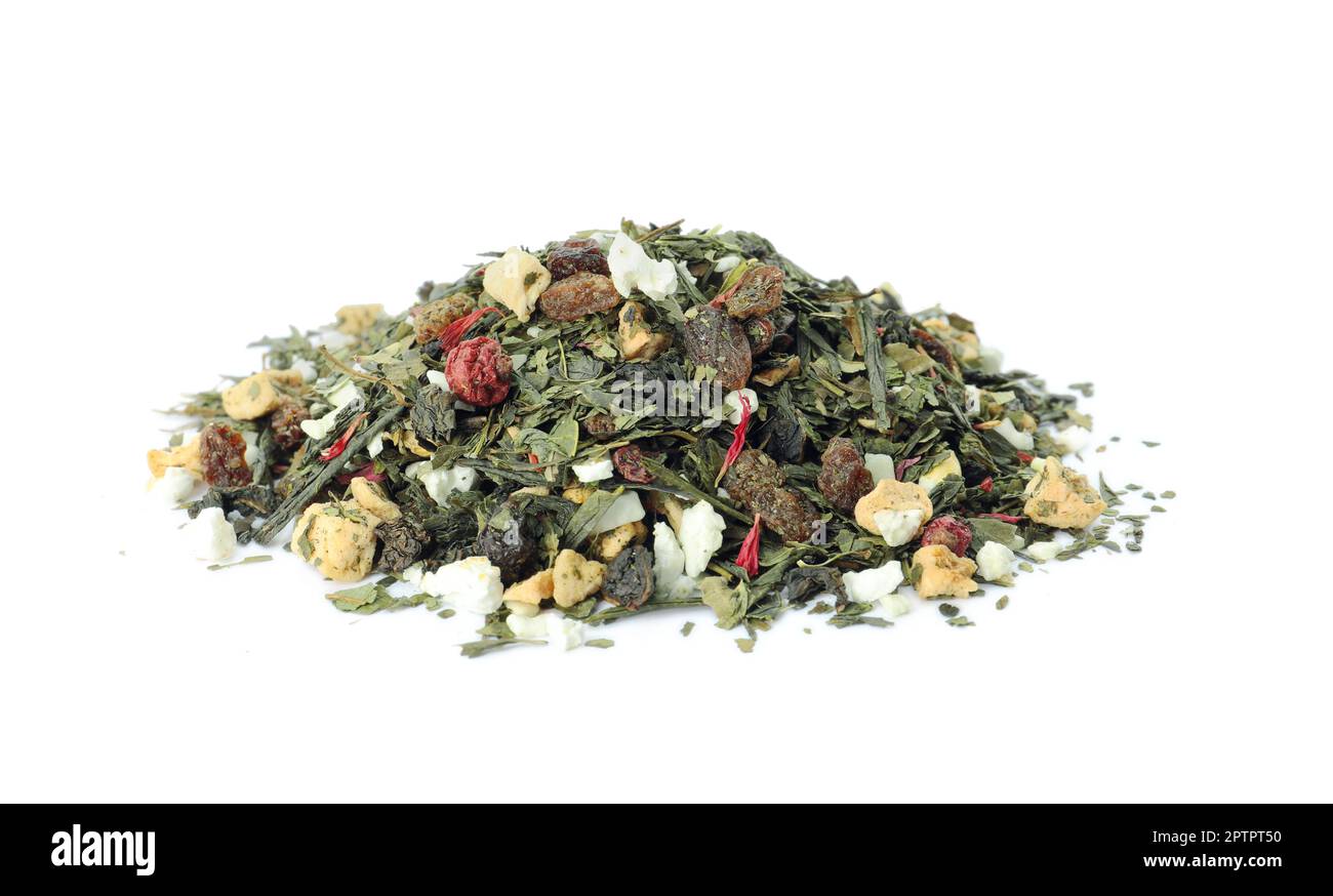 Pile of aromatic herbal tea isolated on white Stock Photo - Alamy