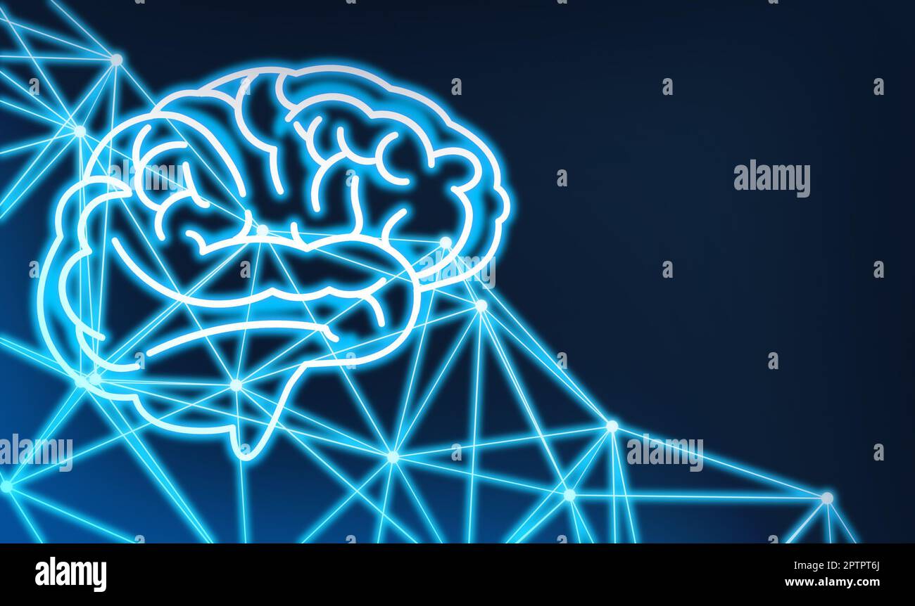 Illustration of human brain on color background Stock Photo - Alamy