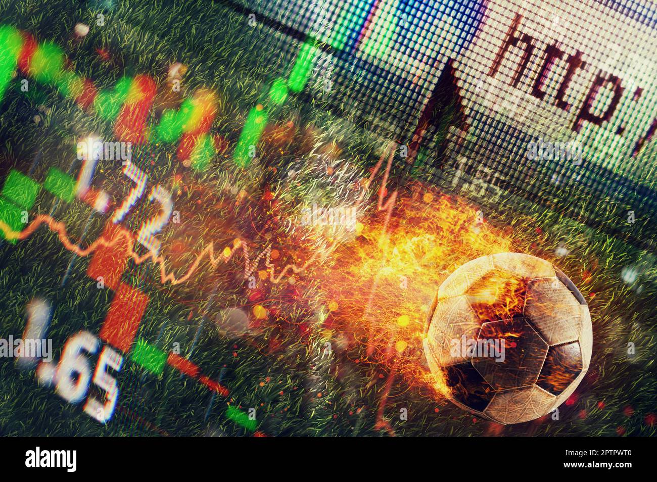 Fiery Soccer Ball Bet Concept Analysis Foto stock 2293061155