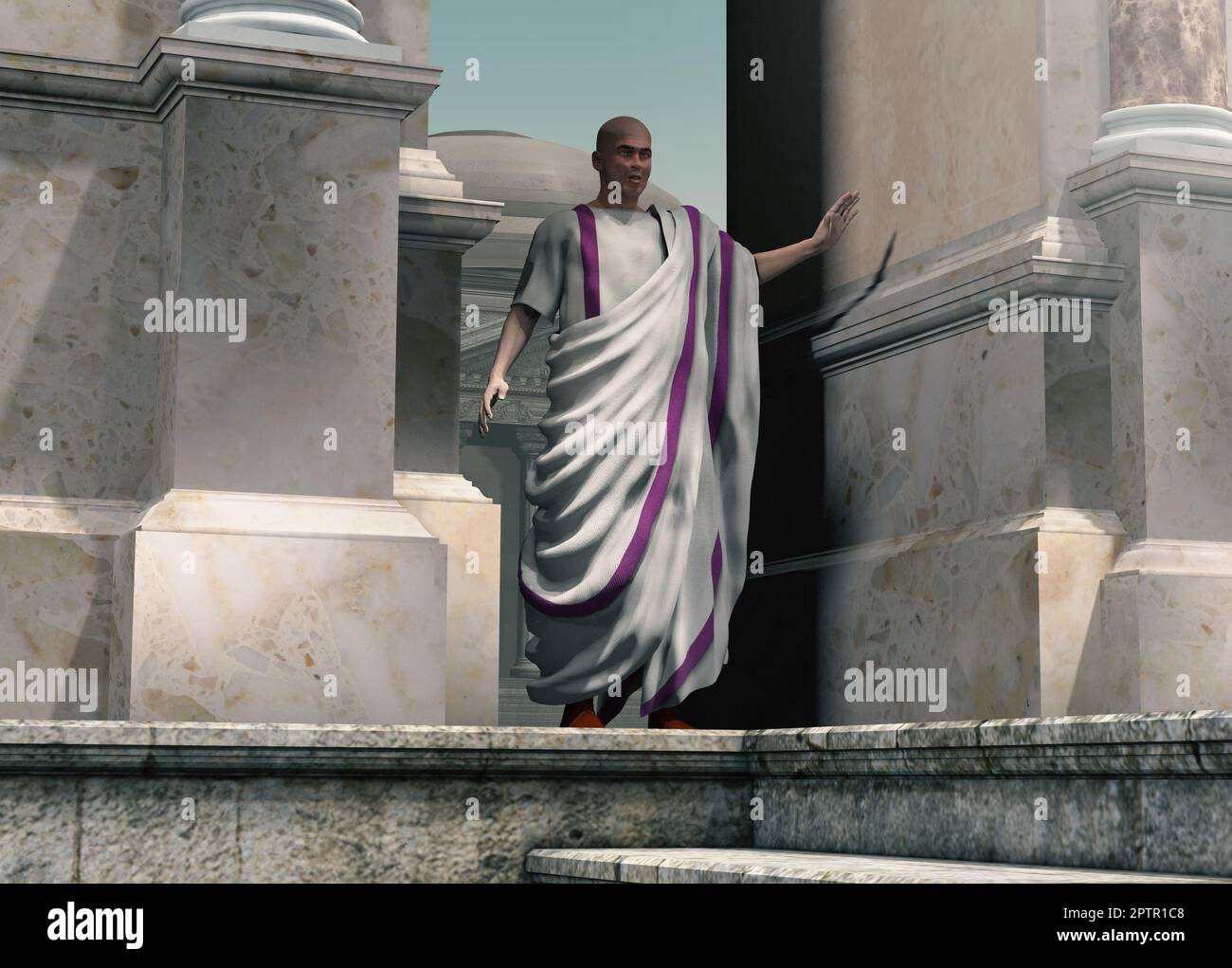 Roman senator standing on the Forum Romanum, holding a speech in ...