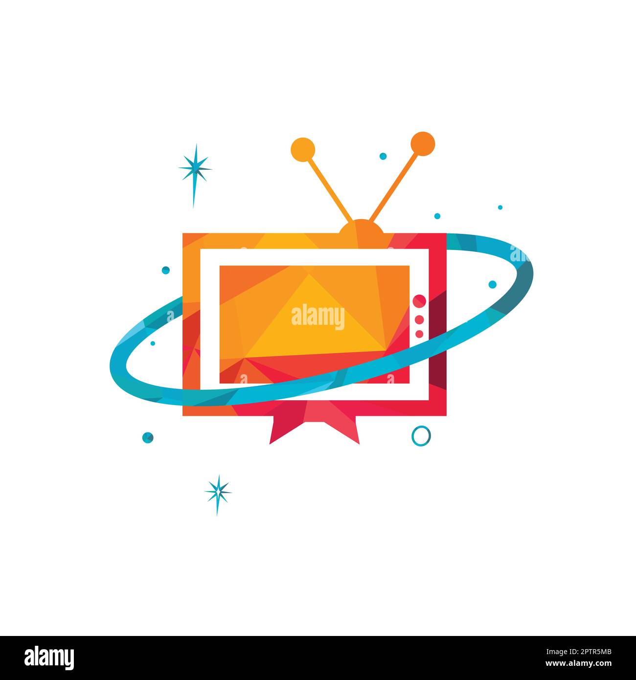 Planet TV vector logo design. Media and Entertainment, Television logo concept. Stock Vector
