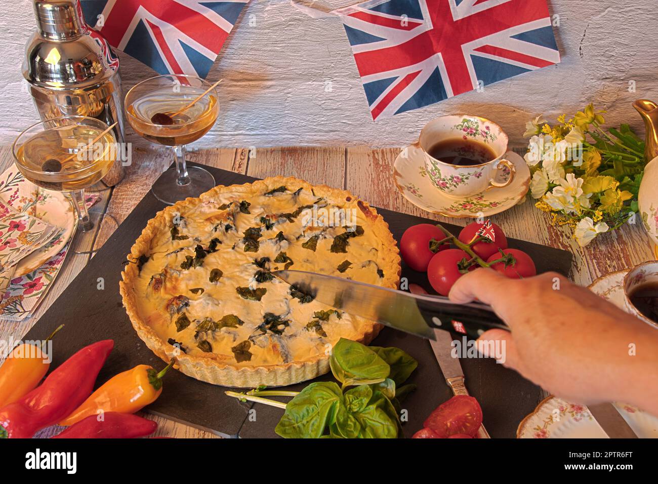 King charles Coronation celebration spinach quiche party food official
