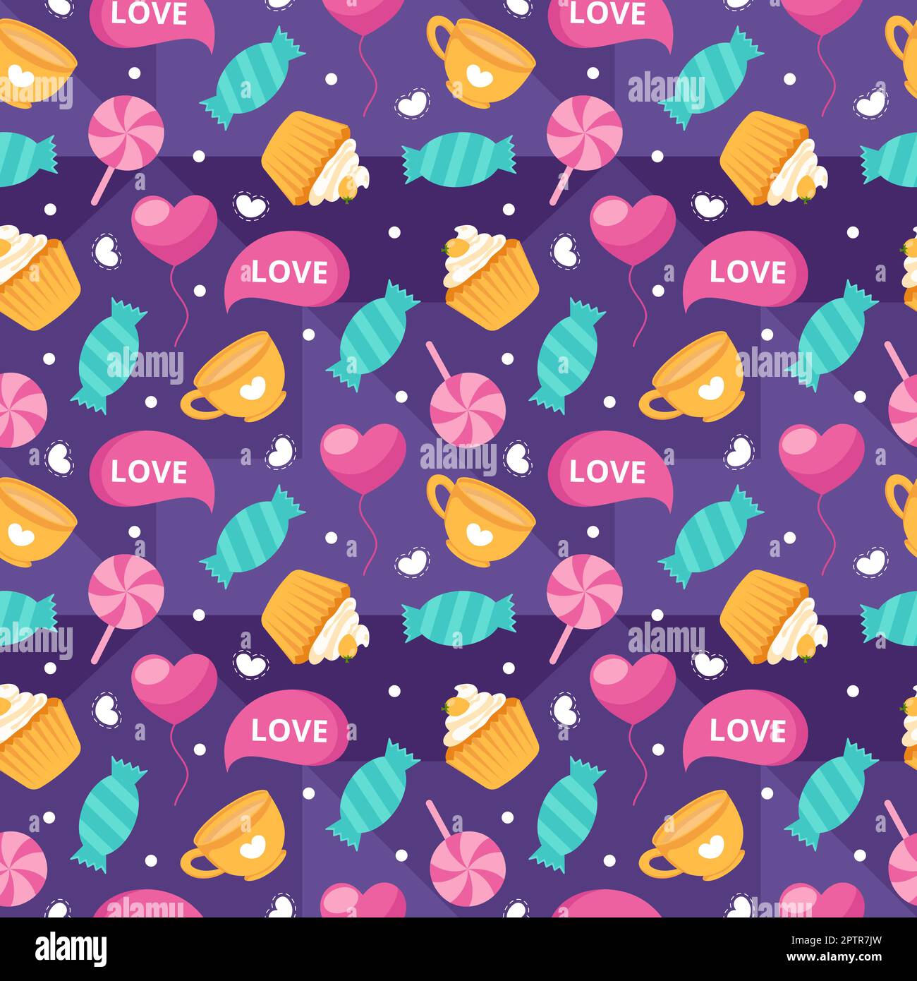 Happy Valentines Day Seamless Pattern Design Love Greeting Card ...