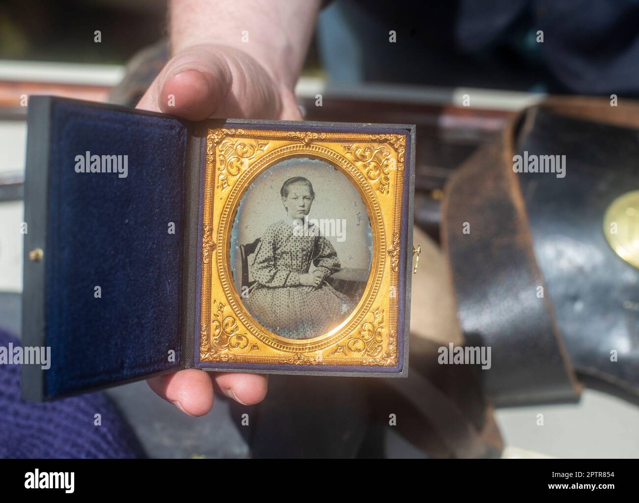 A US Civil War era photograph at a Civil War reenactment Stock Photo