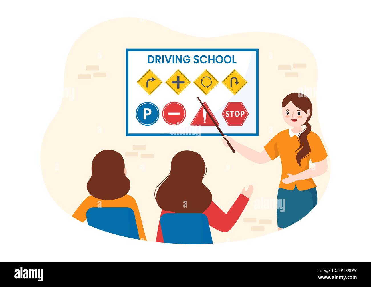 Driving School with Education Process of Car Training and Learning to Drive to Get Drivers