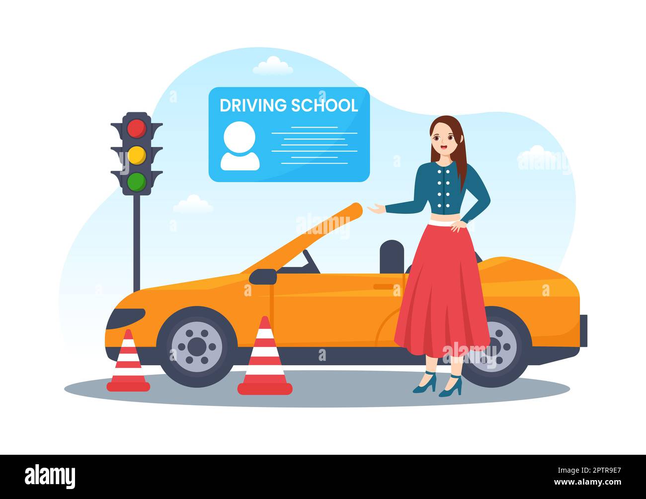 Driving School with Education Process of Car Training and Learning to