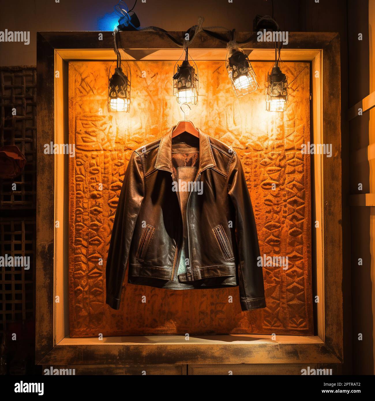 Leather Jacket Illumination Framed Fashion Statement Stock Photo Alamy