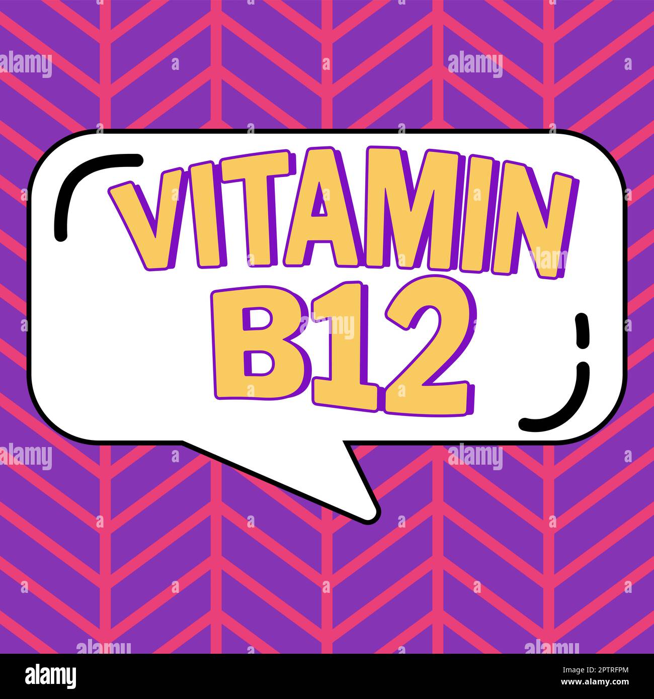 Text caption presenting Vitamin B12, Concept meaning Group of