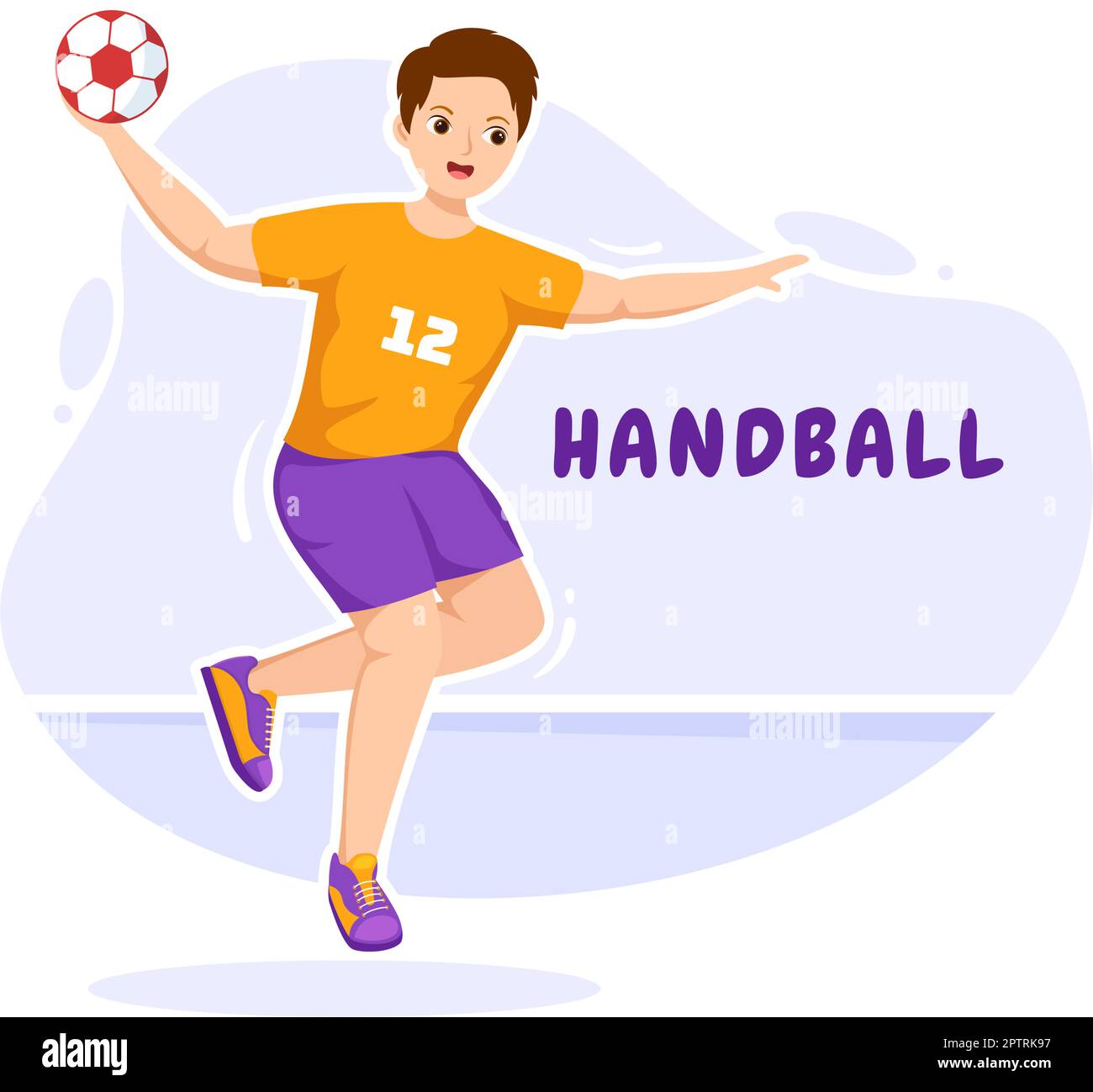 Handball Illustration of a Player Touching the Ball with His Hand and