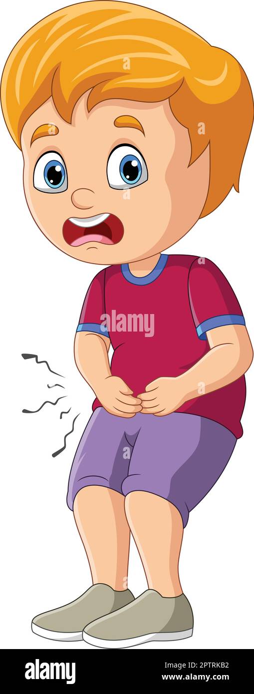 Cartoon little boy stomach ache Stock Vector Image & Art Alamy