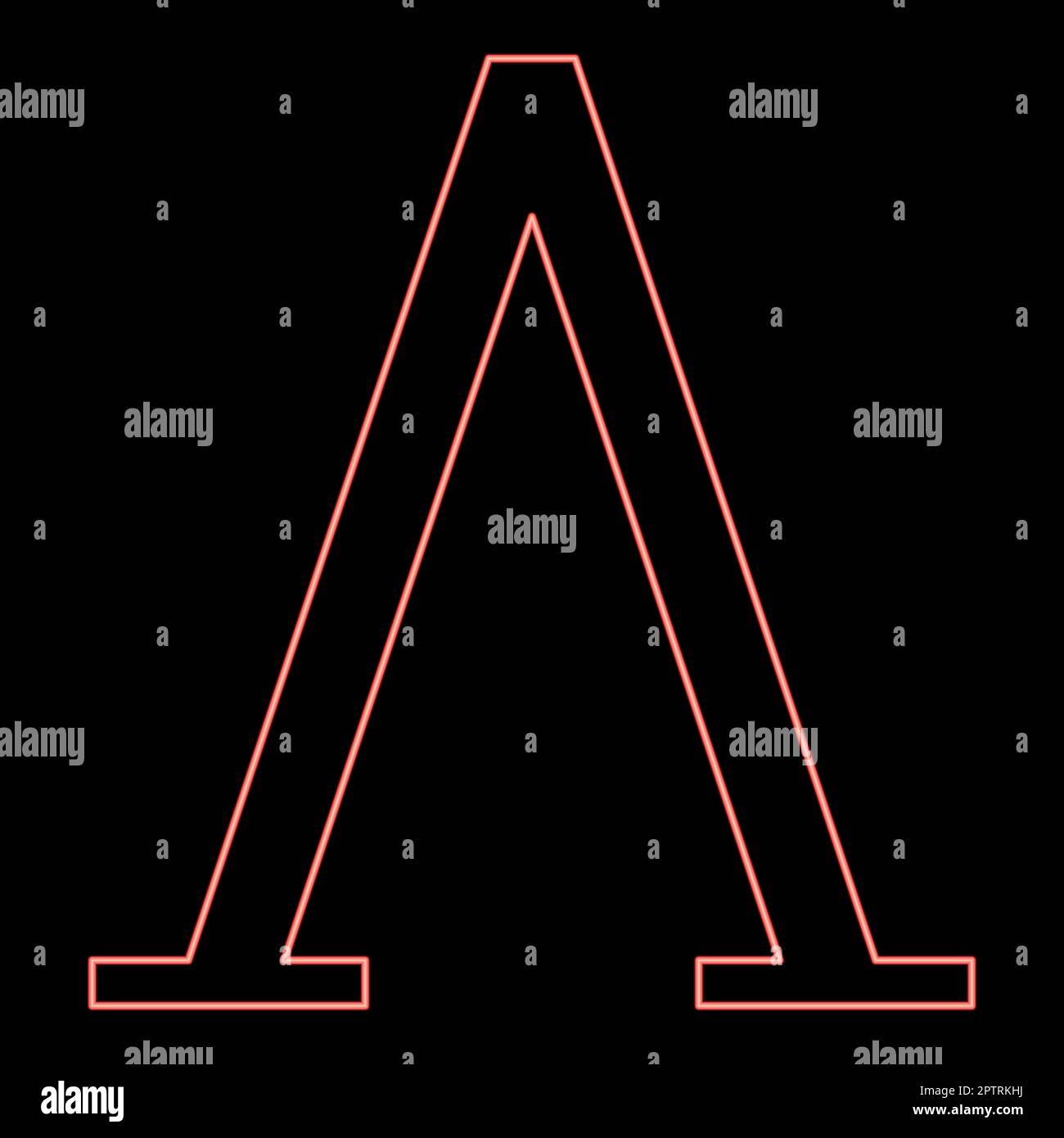 Neon lambda greek symbol capital letter uppercase font red color vector