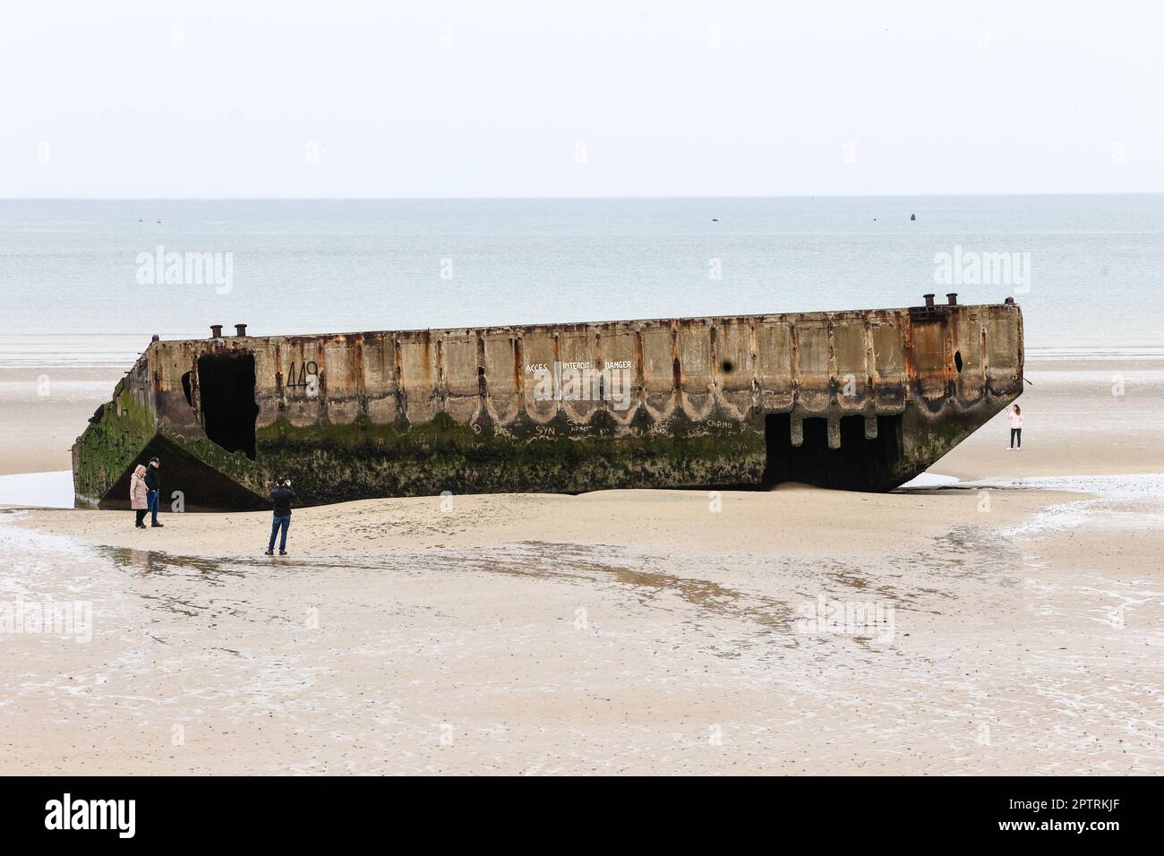 Operation Mulberry,Mulberry,artificial,portable,harbour,port,remains,from,WW II,Second World War,beach,at,Gold Beach,Arromanches,Arromanches-les-Bains,Normandy,Normandie,France,French,Europe,European in,Calvados,department,Normandy,Normandie,France,French,Europe,European, Stock Photo