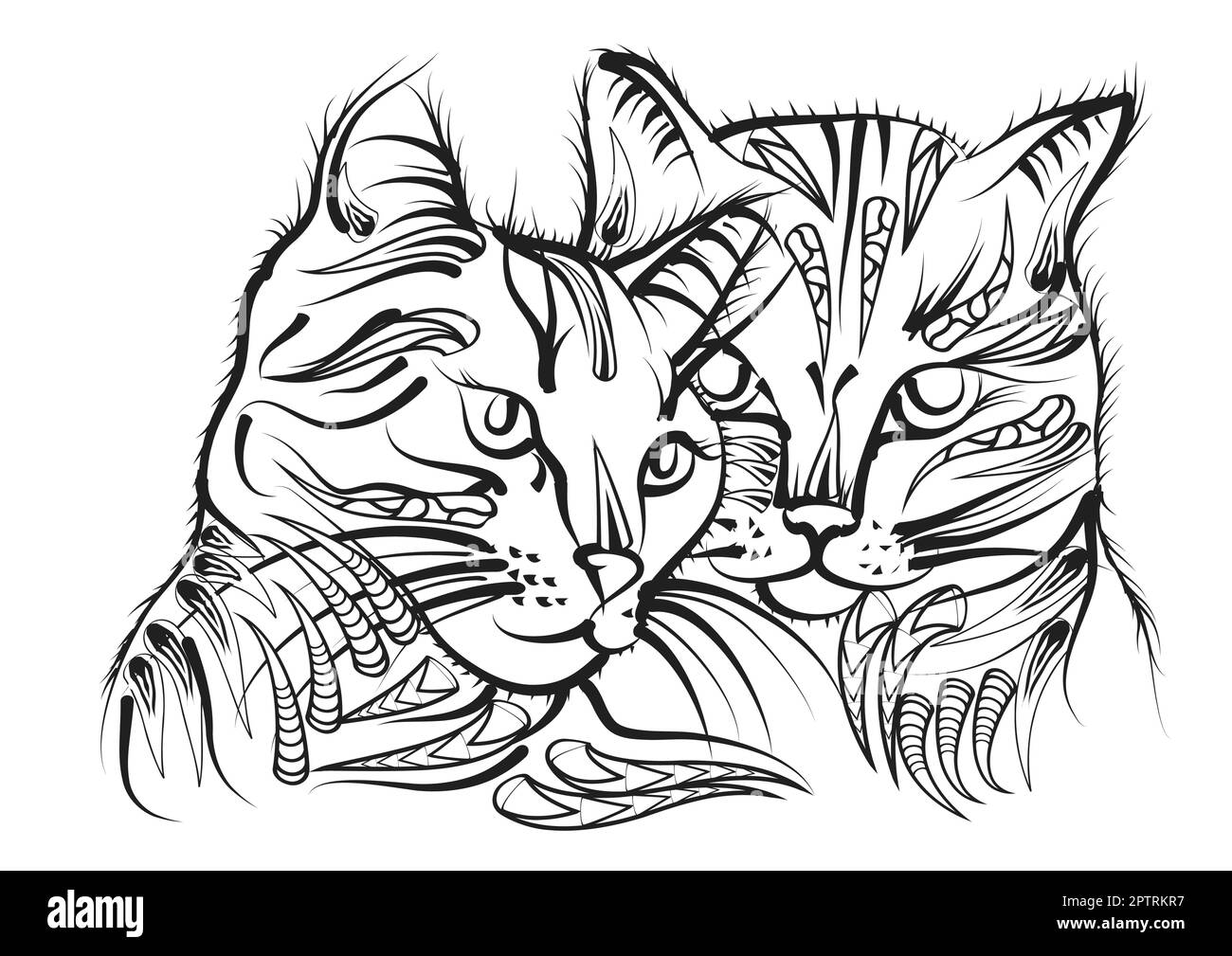 Cats illustration Black and White Stock Photos & Images - Alamy