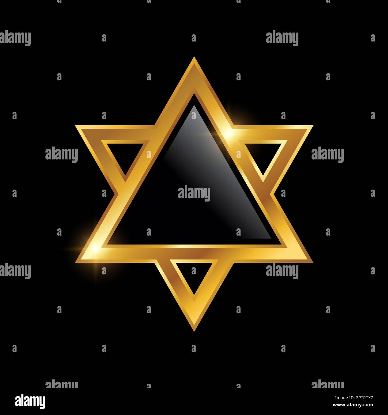 Golden Hexagram Triangle Star Logo Sign Stock Vector