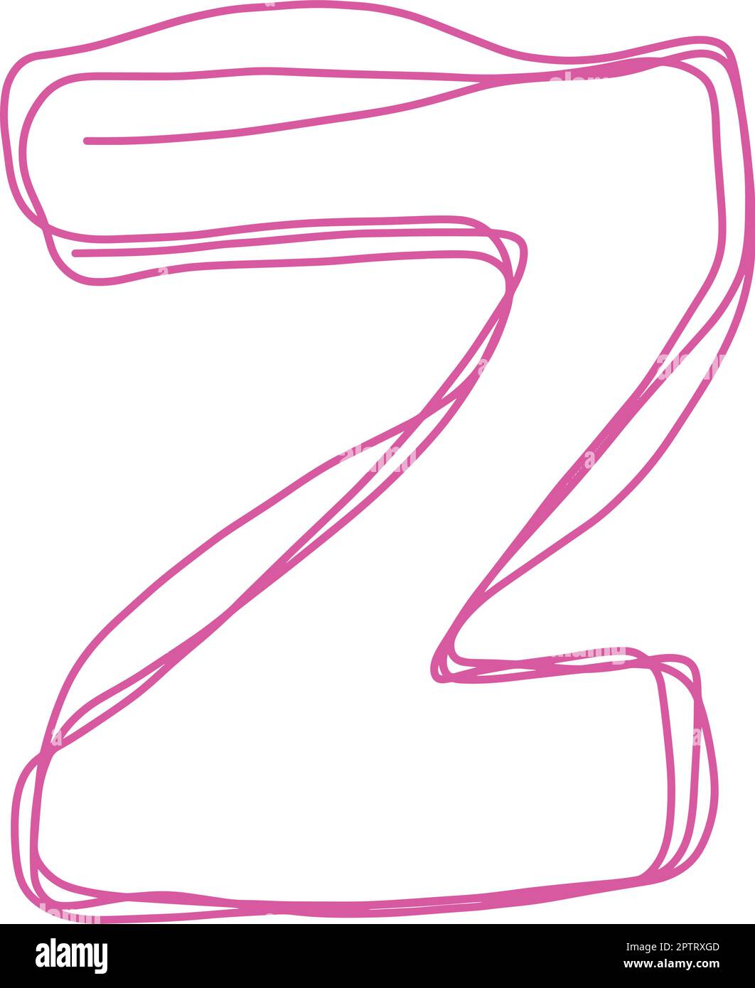 Alphabet Z letter hand drawn outline stroke drawing illustration element art for education Stock Vector