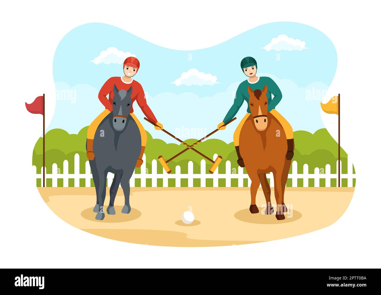 Polo Horse Sports with Player Riding Horse and Holding Stick use