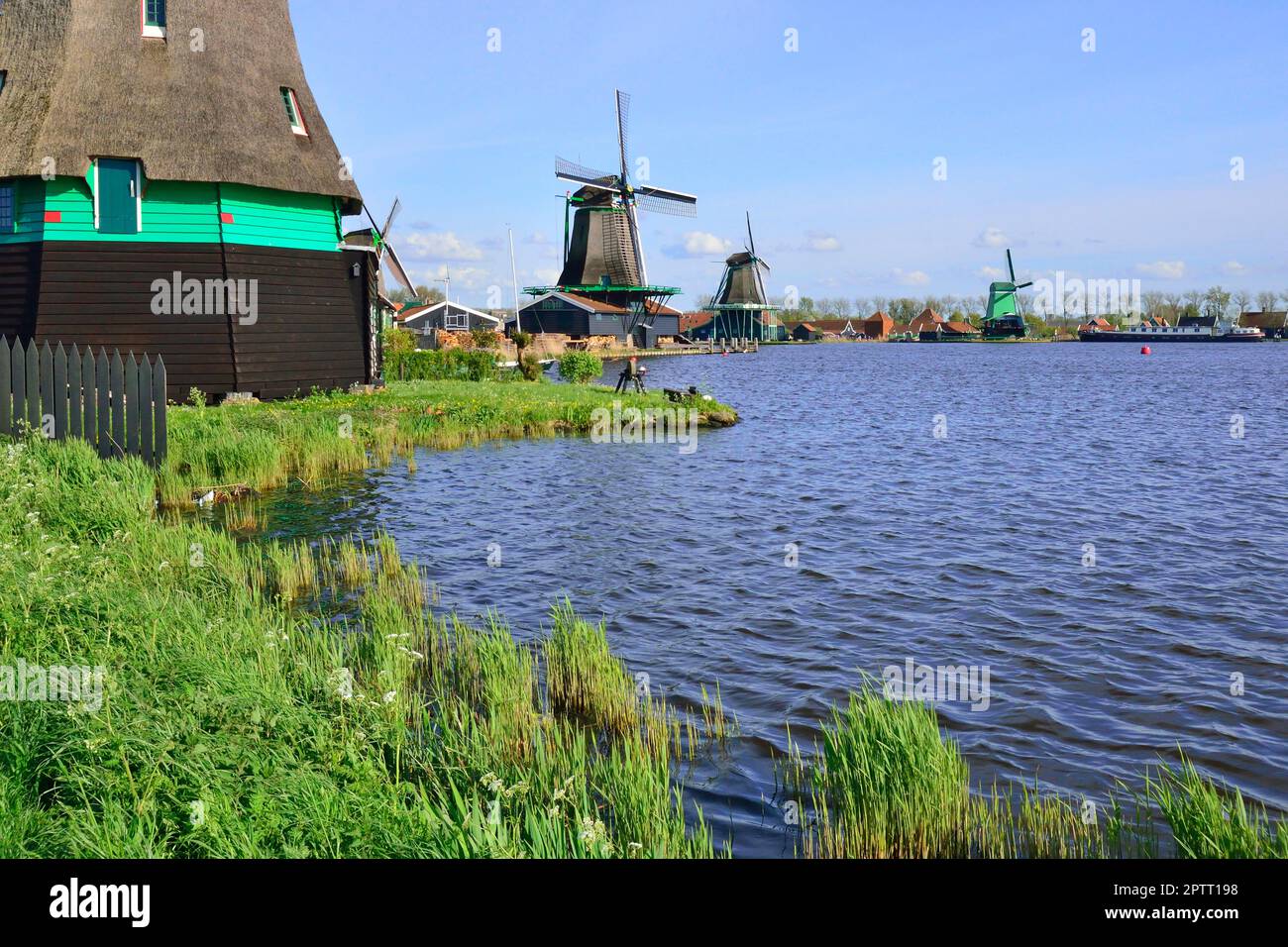 The Zaanse Schans houses seven museums — the Weavers House, the Cooperage, the Jisper House, Zaan Time Museum, Albert Heijn Museum Shop and the Bakery Stock Photo
