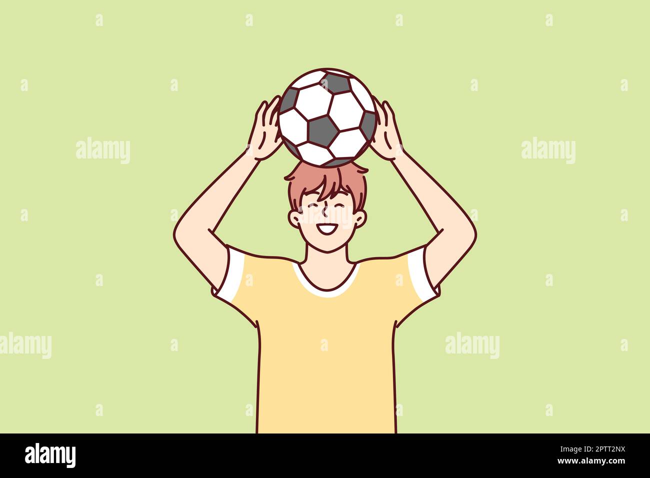 Teenage boy raises ball over head dreams of professional