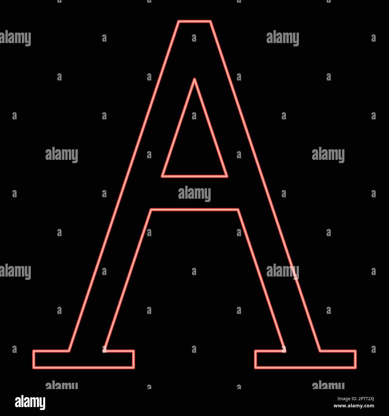 Neon alpha greek symbol capital letter uppercase font red color vector ...