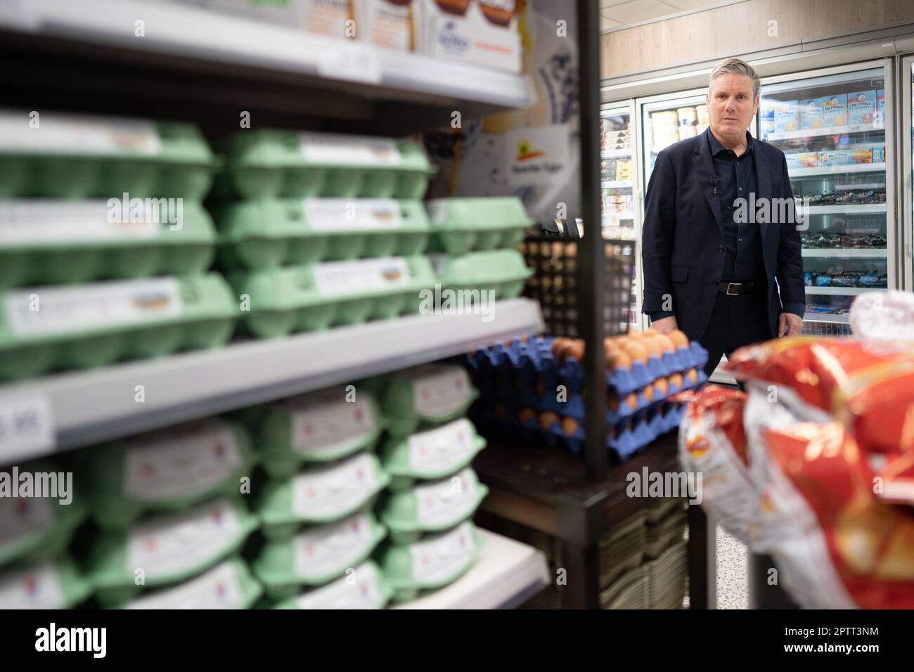 Labour Party leader Sir Keir Starmer meets shoppers, staff and local