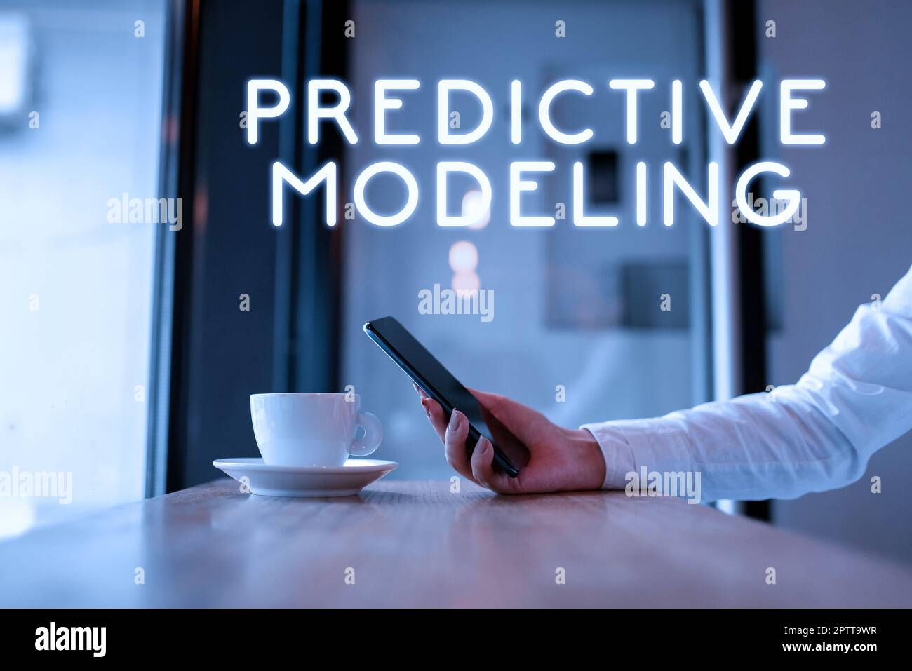 Conceptual caption Predictive Modeling, Concept meaning maintenance strategy driven by predictive analytics Stock Photo