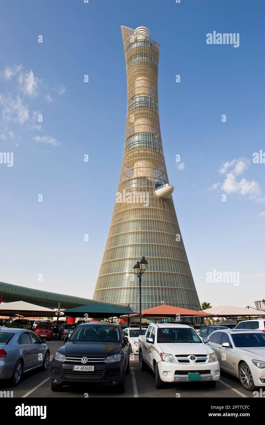 Qatar, Doha, The Aspire Tower in Doha Sports City Complex Stock Photo