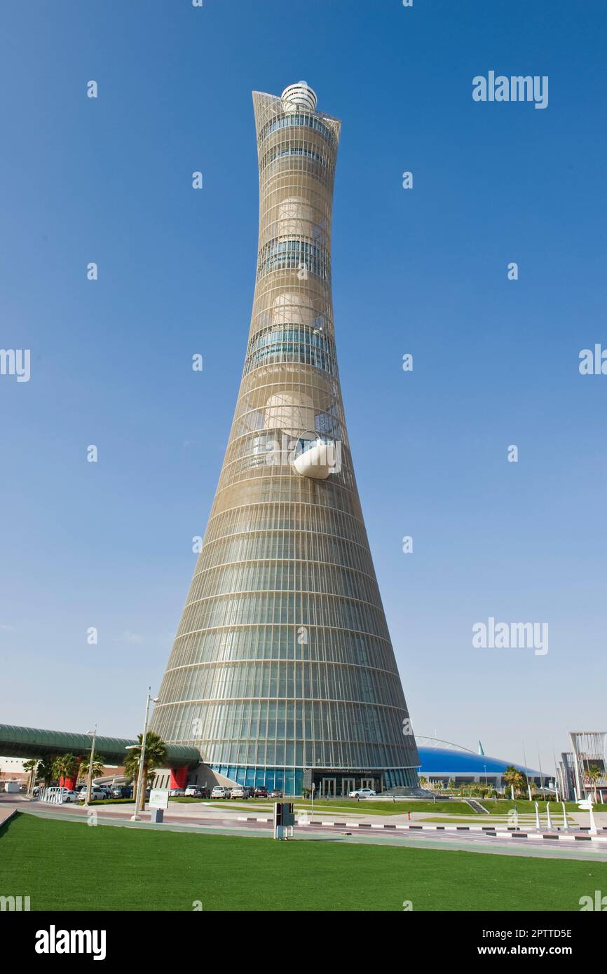 Qatar, Doha, The Aspire Tower in Doha Sports City Complex Stock Photo