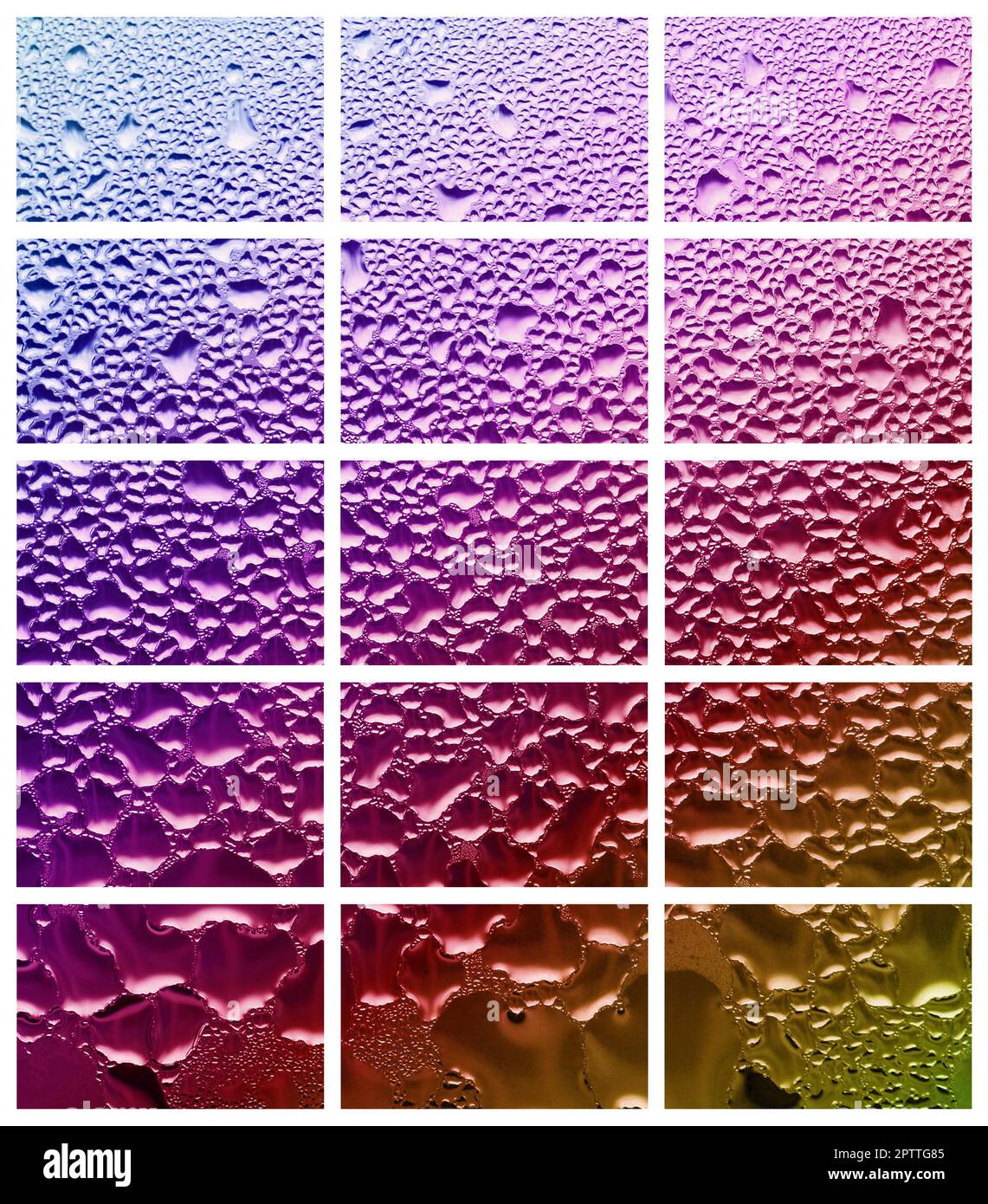 A collage of many different fragments of glass, decorated with rain ...