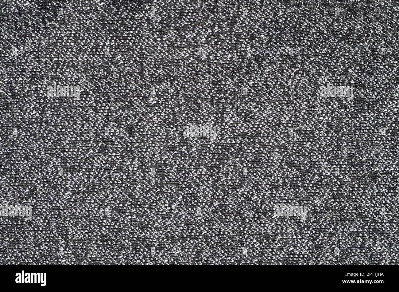 Black and white wool fabric for background. Heather backdrop pattern image Stock Photo