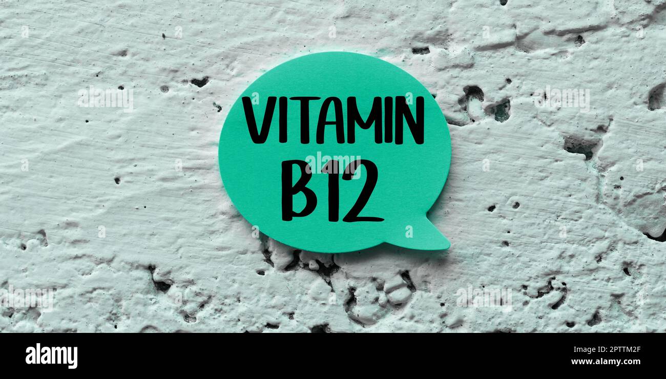 Text caption presenting Vitamin B12, Concept meaning Group of